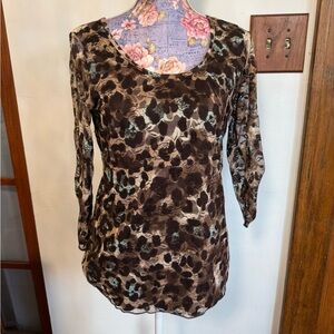 Absolutely Famous Brown and Black Floral Blouse